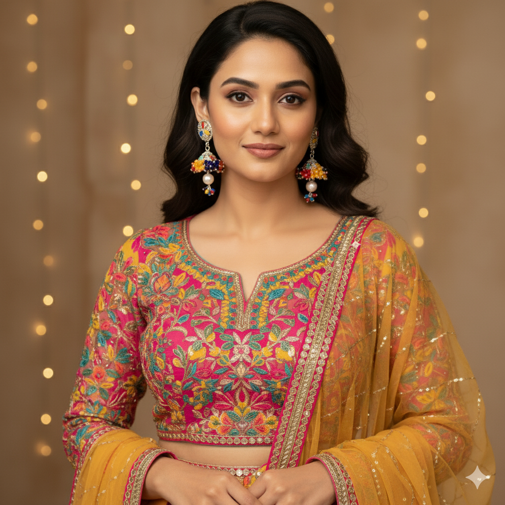 Vibrant Multi-Color Beaded Jhumka with Stone Stud - Traditional Festive Wear Earrings - Image 3